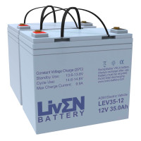Pack 2 baterías para Invacare Leo de 12V 35Ah C20 ciclo profundo Liven LEV35-12 - 2xLEV35-12 -  -  - 1