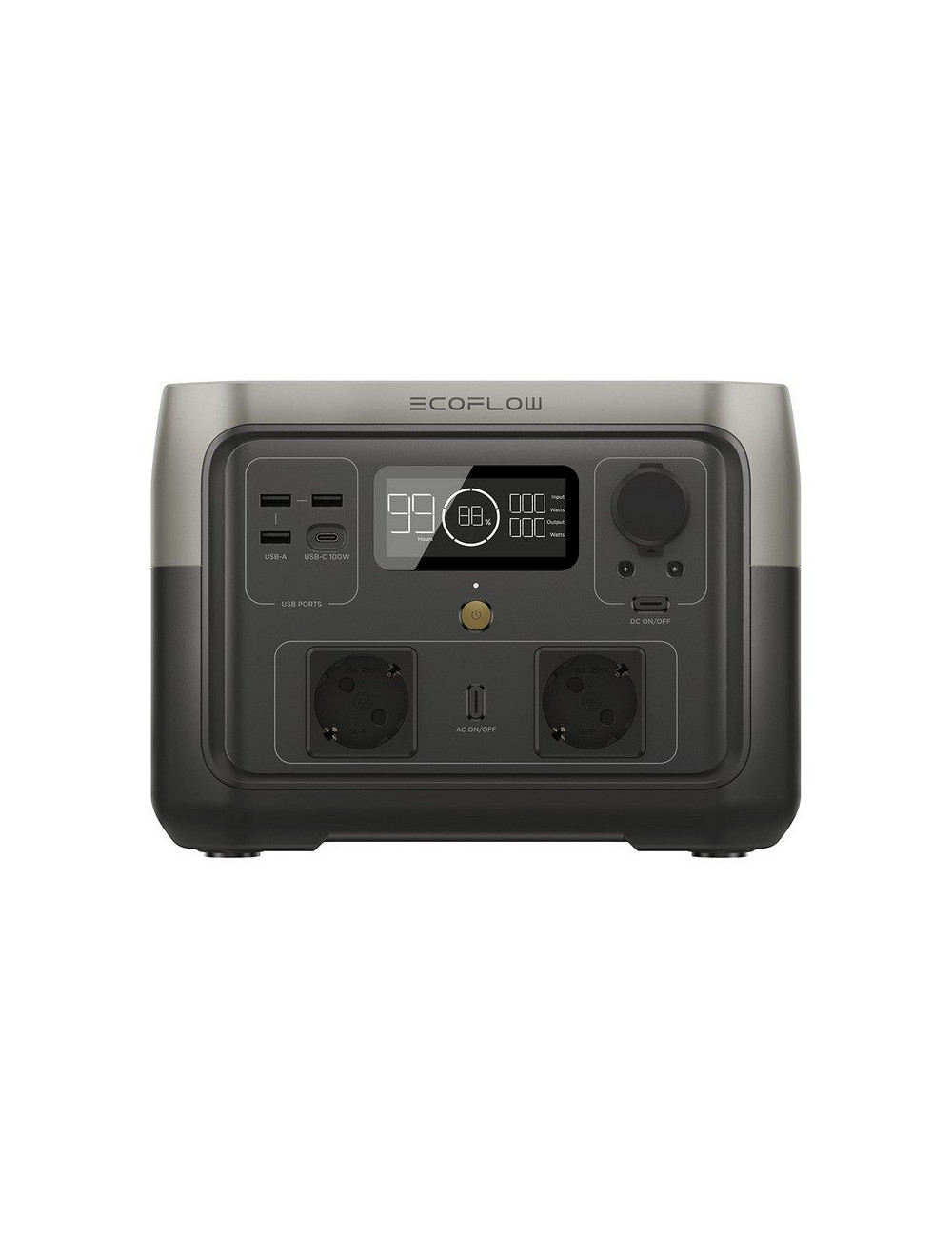 EcoFlow RIVER 2 Max central eléctrica portátil de 512Wh com 2 tomadas AC 500W(1000W máx.), 4xUSB e tomada de isqueiro de 12V - 1 EcoFlow RIVER 2 Max central eléctrica portátil de 512Wh com 2 tomadas AC 500W(1000W máx.), 4xUSB e tomada de isqueiro de 12V - 1