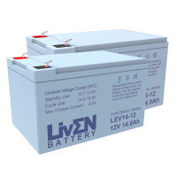 Pack de 2 baterías para scooter Veo de Adas Mobility de 12V 14Ah C20 ciclo profundo LivEN LEV14-12 - 2xLEV14-12 -  -  - 1
