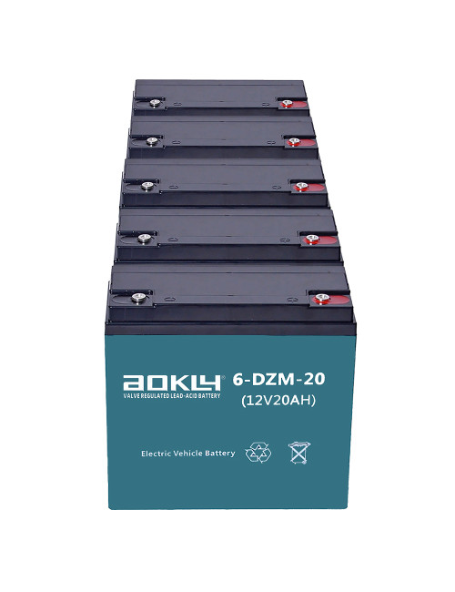 Pack 5 baterías (60V) para scooters, triciclos y quads eléctricos de 12V 20Ah C20 ciclo profundo Aokly 6-DZM-20 - 5x6-DZM-20 -  