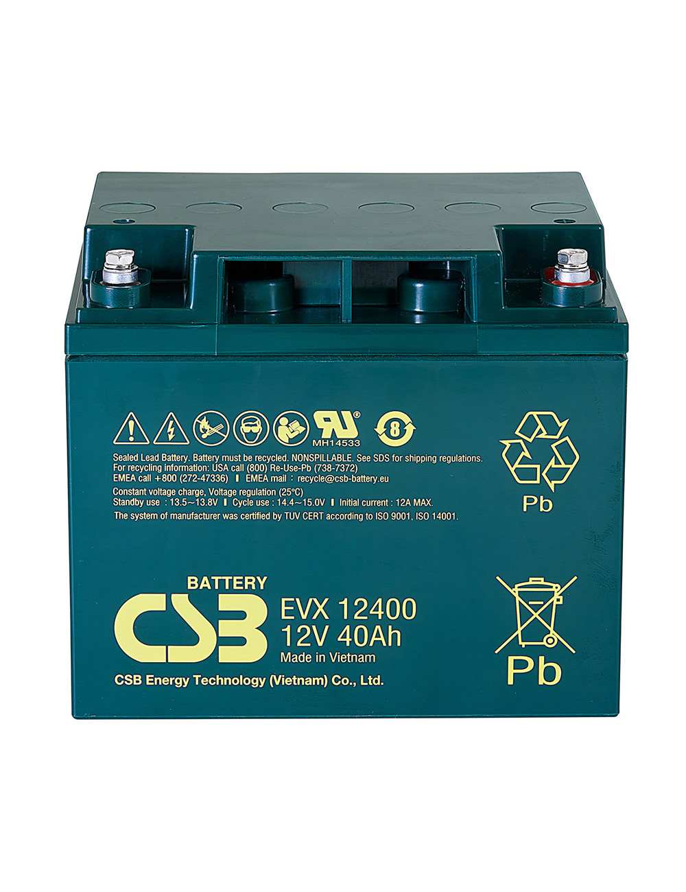 Batería 12V 40Ah C20 ciclo profundo CSB EVX12400 - CSB-EVX12400 -  -  - 1