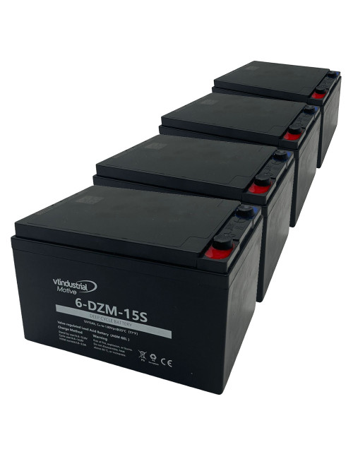 Batería para Veleco ZT16 (48V) pack 4 baterías de 12V 15Ah C20 ciclo profundo serie Motive 6-DZM-15S - 4x6-DZM-15S -  -  - 1