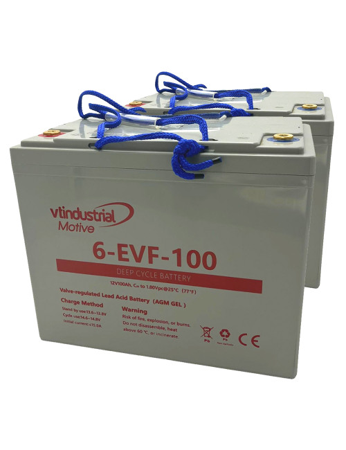Pacote 2 baterias para empilhadores e porta-paletes ES10 3300 de 12V 100Ah C20 ciclo profundo Industrial Motive 6-EVF-100 - 2