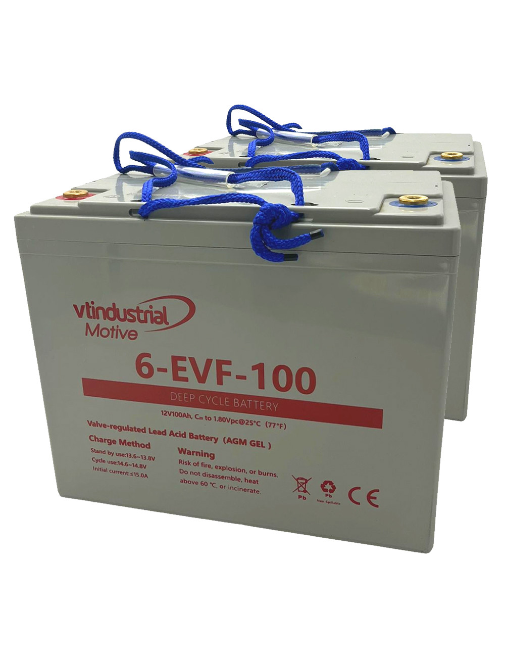 Pack 2 baterías para apiladores y carretillas ES10 3300 de 12V 100Ah C20 ciclo profundo Industrial Motive 6-EVF-100 - 2x6-EVF-10