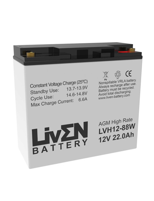 Batería12V 22Ah C20 88W alta descarga Liven LVH12-88W - LVH12-88W -  -  - 1