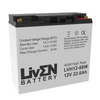 Batería12V 22Ah C20 88W alta descarga Liven LVH12-88W - LVH12-88W -  -  - 1