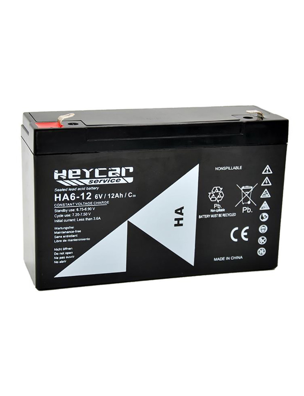 Batería para coches, motos, quads y triciclos eléctricos de juguete 6V 12Ah C20 Heycar Service HA6-12 - HA6-12 -  - 843523120321