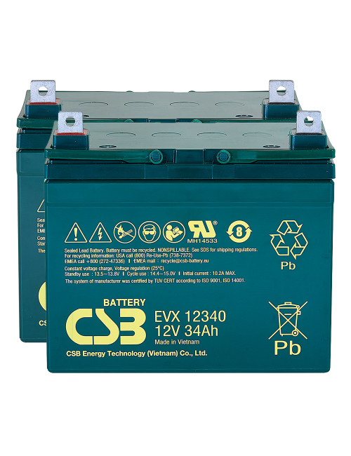 Pack 2 baterías para Invacare Leo de 12V 34Ah C20 ciclo profundo CSB EVX12340 - 2xEVX12340 -  -  - 1