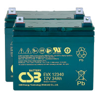 Pacote 2 baterias para Invacare Leo de 12V 34Ah C20 ciclo profundo CSB EVX12340 - 1