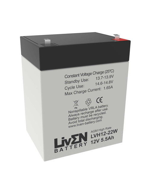 Bateria 12V 5,5Ah C20 22W de alta descarga Liven LVH12-22W - 1