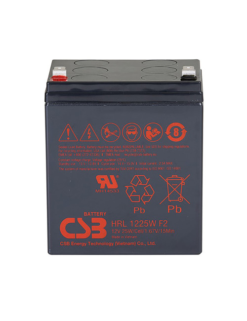 Batería 12V 6,25Ah C20 25W/celda CSB HRL1225W alta descarga, larga vida útil y con tecnología FR (retardante de llama) - CSB-HRL
