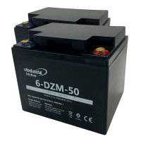 Pacote 2 baterias gel para Invacare Bora de 12V 50Ah C20 ciclo profundo Industrial Motive 6-DZM-50 - 1