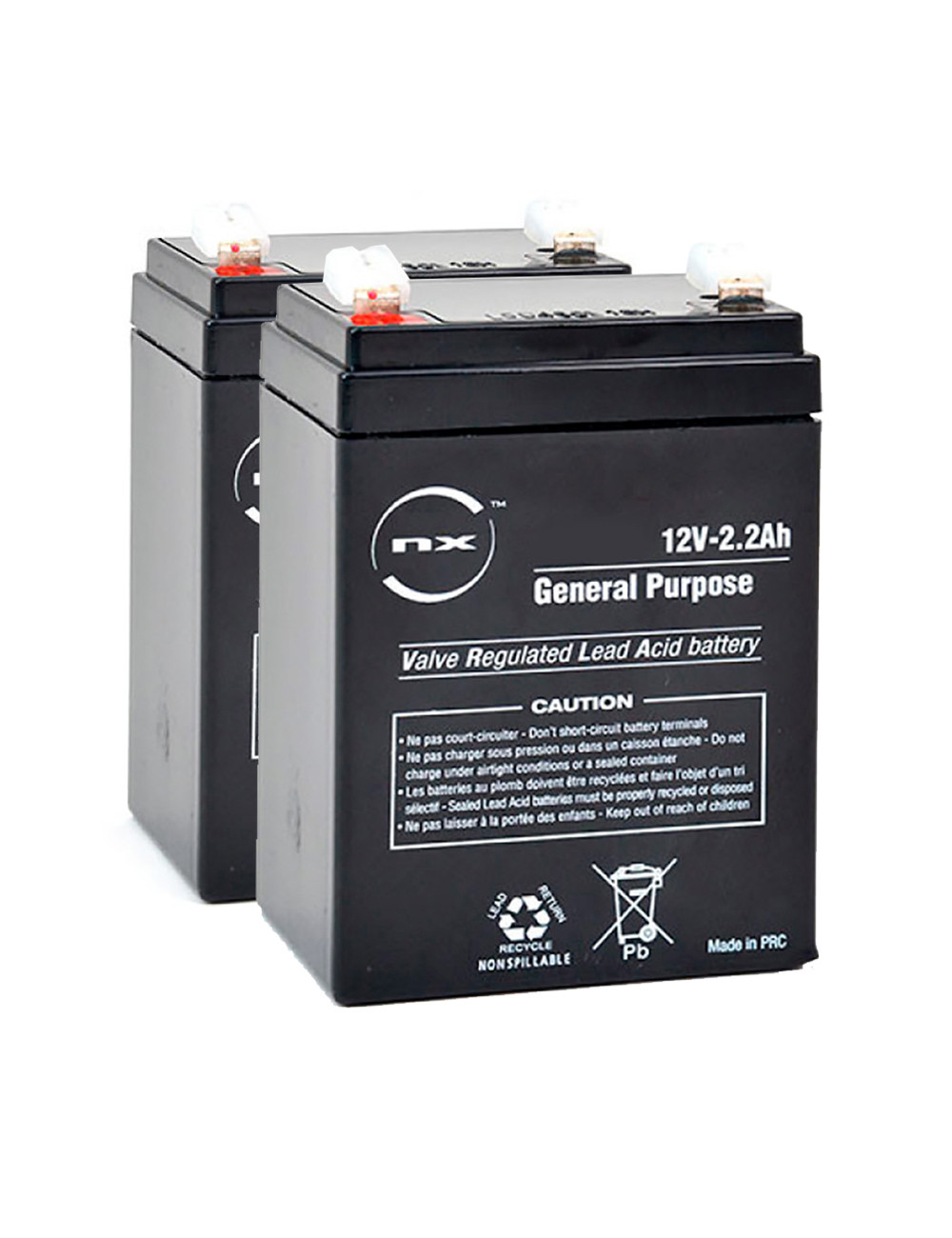 Pack 2 baterías para salvaescaleras Handicare 1100 de 12V 2,2Ah C20 NX2.2-12 - 2xNX2.2-12 -  - 3660766401083 - 1