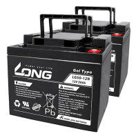 Pacote de 2 baterias de gel para Invacare Fox de 12V 50Ah  C20 ciclo profundo Long LG50-12NE - 1
