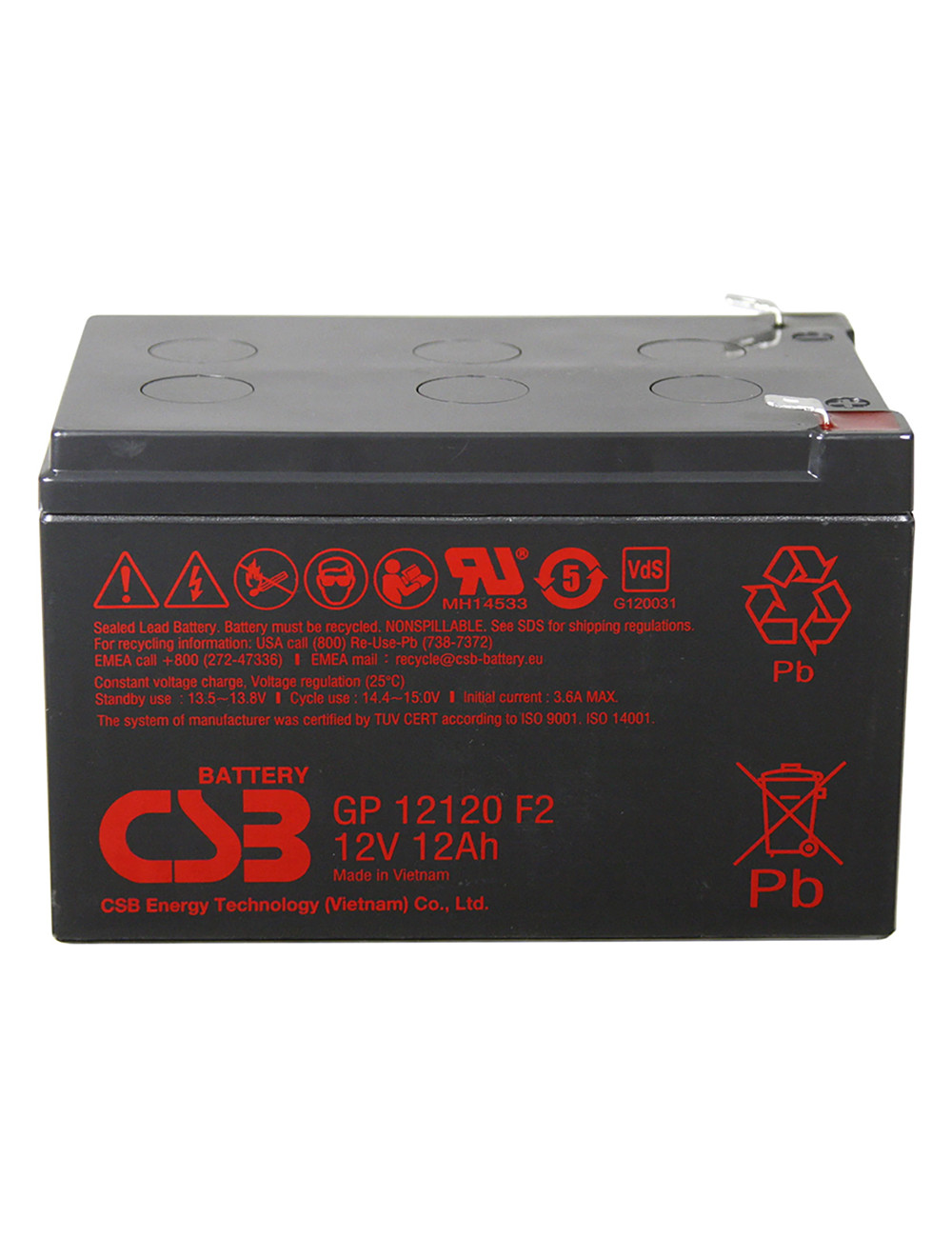 Batería para SAI 12V 12Ah C20 CSB GP12120 F2 - CSB-GP12120 -  -  - 1