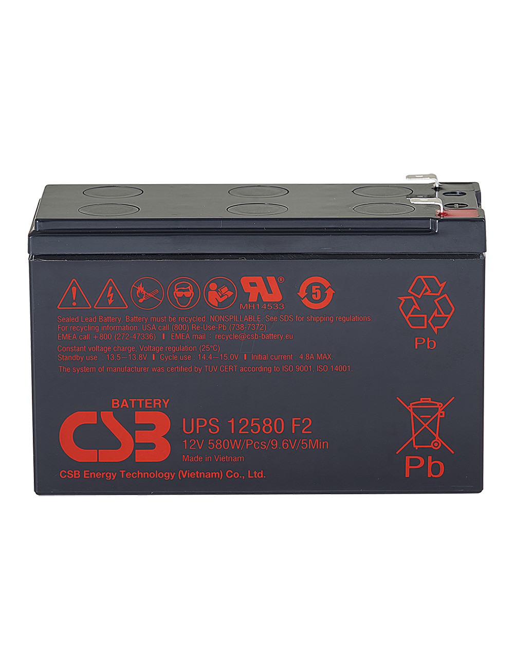 Bateria 12V 10Ah 580W CSB UPS12580 F2 - 1 Bateria 12V 10Ah 580W CSB UPS12580 F2 - 1