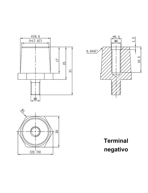 Adaptador para baterias com terminal M6 inserido para terminal automóvel A-Pol (pack 2 pcs.) - 5