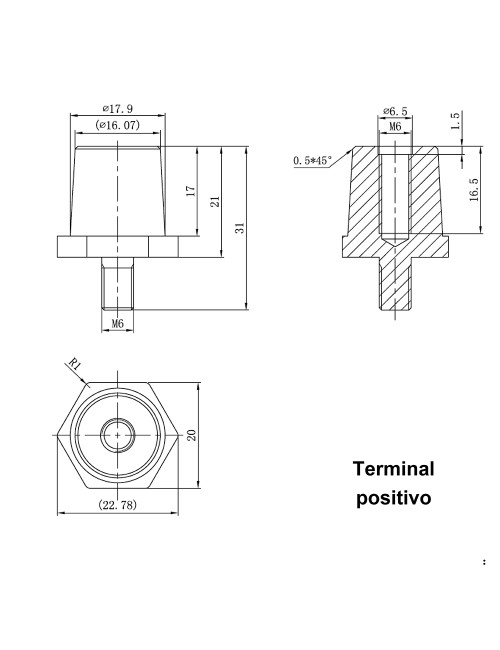 Adaptador para baterias com terminal M6 inserido para terminal automóvel A-Pol (pack 2 pcs.) - 4