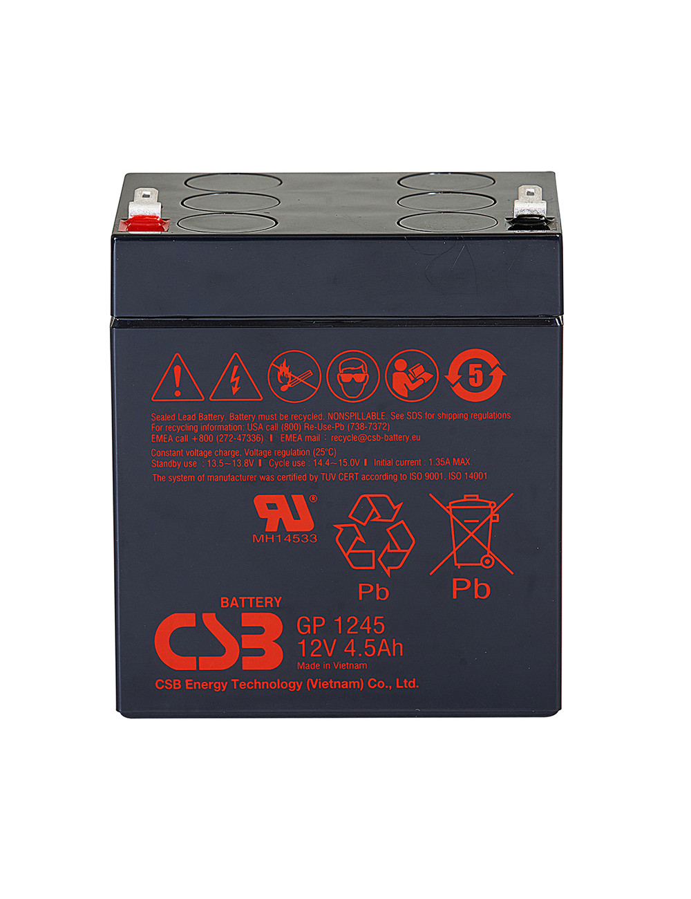 Batería para balanza o báscula de 12V 4,5Ah C20 CSB GP1245 - CSB-GP1245 -  -  - 1