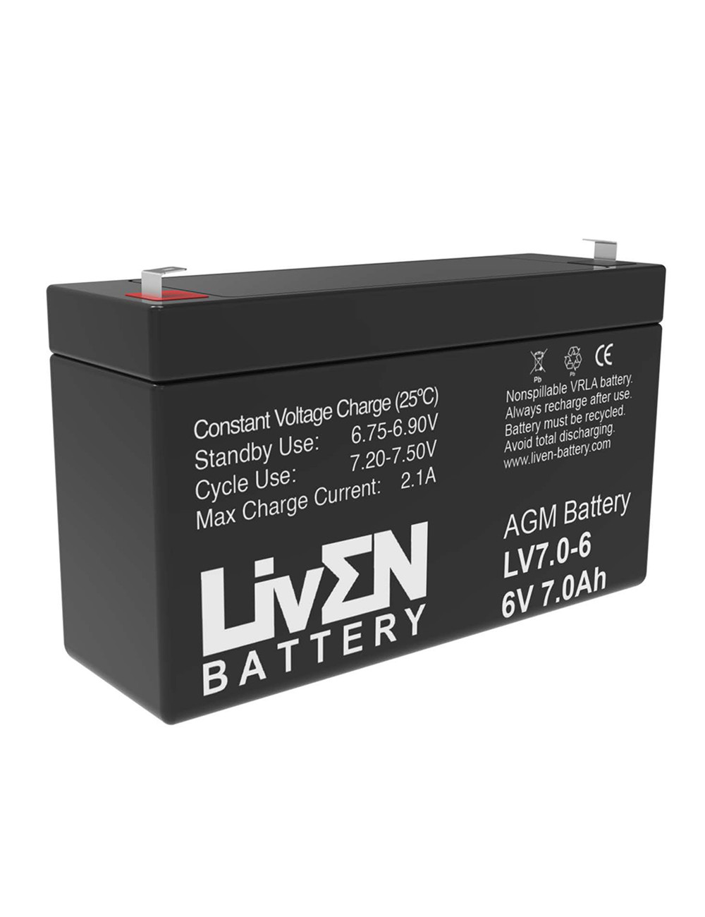 Batería para coches, motos, quads y triciclos eléctricos de juguete de 6V 7Ah C20 Liven LV7-6 - LV7-6 -  -  - 1