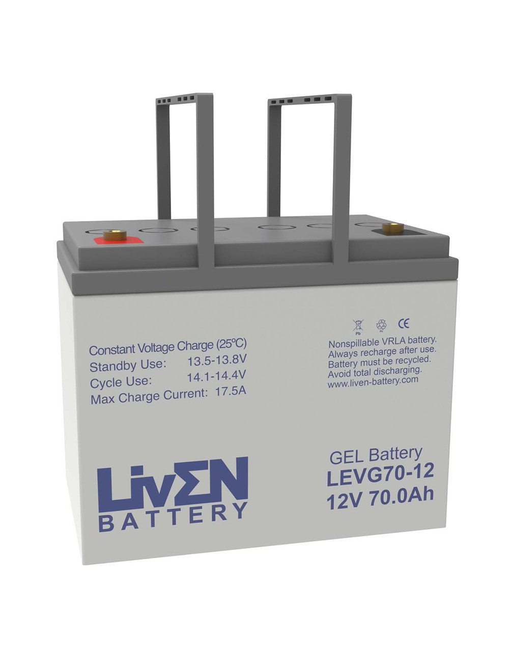 Batería de gel de 12V 70Ah C20 ciclo profundo Liven LEVG70-12 - LEVG70-12 -  -  - 1