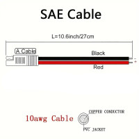 Cable con conector SAE 2 pines 10A 30cm 10AWG - AC-SAE30CM10A -  - 2000000007809 - 2