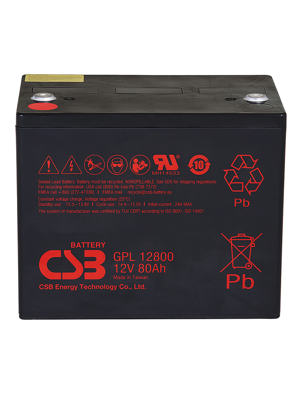 GPL12800 batería 12V 80Ah C20 M6 larga vida CSB - CSB-GPL12800 -  -  - 1
