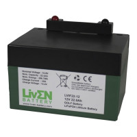 Bateria para trolley de golfe 12,8V 22,4Ah LiFePO4 com bolsa e carregador Liven LVIF22-12G - 3