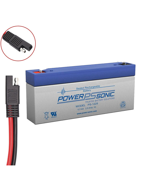 Bateria de longa duração para Magnetofield 100 Gauss y 50 Gauss de 12V 2,9Ah C20 Power Sonic com conetor e cablagem - 1