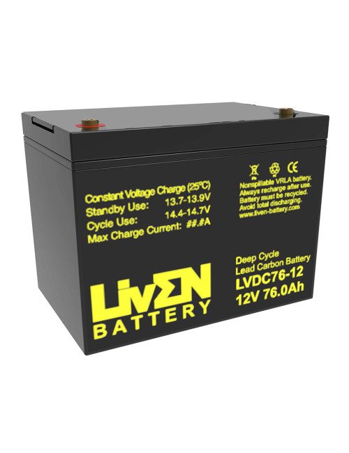 Batería gel carbono 12V 76Ah C20 ciclo profundo Liven LVDC76-12 - LVDC76-12 -  -  - 1