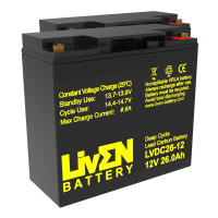 Pacote 2 baterias gel carbono para cadeira de rodas e scooter eléctrico de 12V 26Ah C20 ciclo profundo Liven LVDC76-12 - 1