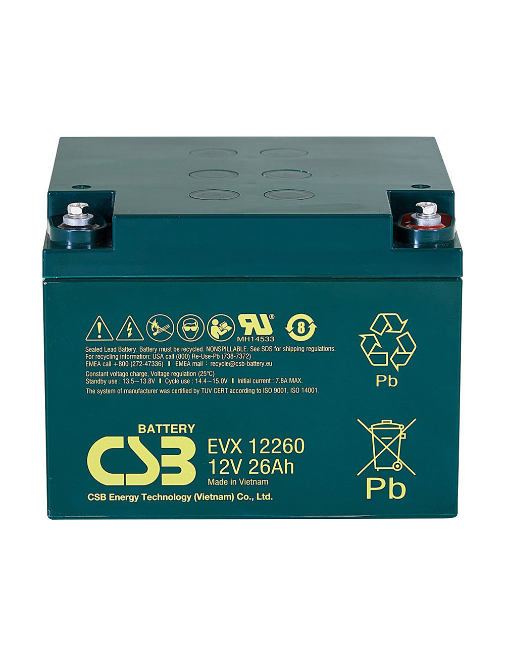 Bateria 12V 26Ah C20 ciclo profundo CSB EVX12260 - 1