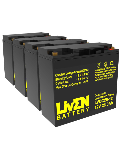 Batería para Veleco ZT15 (48V) pack 4 baterías de 12V 26Ah C20 ciclo profundo Liven LVDC26-12 - 4xLVDC26-12 -  -  - 1