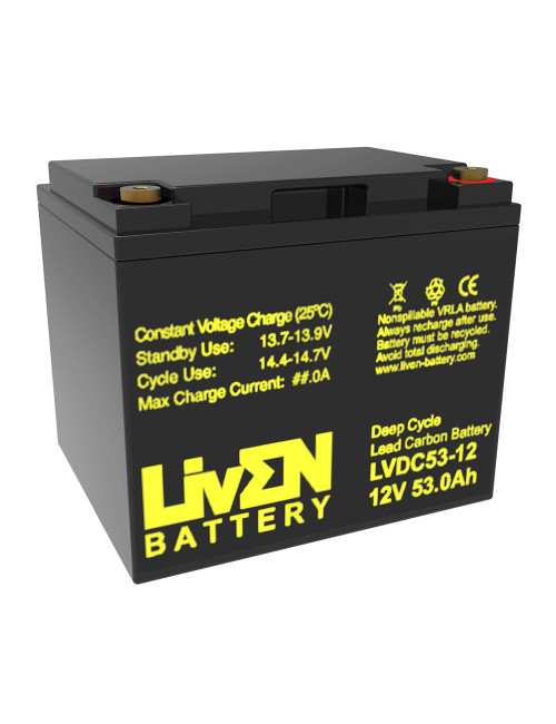 Batería gel carbono 12V 53Ah C20 ciclo profundo Liven LVDC53-12 - LVDC53-12 -  - 2000000008530 - 1