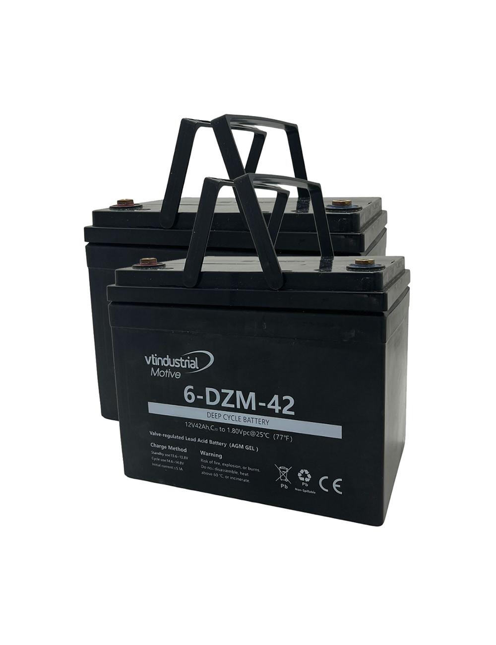 Pacote 2 baterias gel hibrido para Sterling Sapphire y Sapphire 2 de Sunrise Medical  de 12V 42Ah C20 ciclo profundo 6-DZM-42 - 