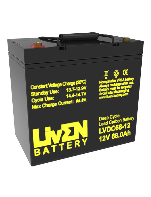 Batería gel carbono 12V 68Ah C20 ciclo profundo Liven LVDC68-12 - 1