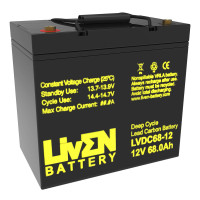 Batería gel carbono 12V 68Ah C20 ciclo profundo Liven LVDC68-12 - 1