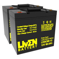 Pacote 2 baterias gel carbono para Invacare Bora de 12V 68Ah C20 ciclo profundo Liven LVDC68-12 - 1