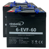 Pack 2 baterías gel híbrido para Invacare Bora de 12V 60Ah C20 ciclo profundo Industrial Motive 6-EVF-60 - 2x6-EVF-60 -  -  - 1