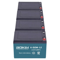 Pacote de 4 baterias para trotinete eléctrico de 12V 12Ah C2 ciclo profundo Aokly 6-DZM-12 (6-DZF-12) - 1