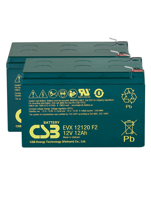 Pacote de 2 baterias para Rascal Veo de 12V 12Ah C20 CSB EVX12120 - 1