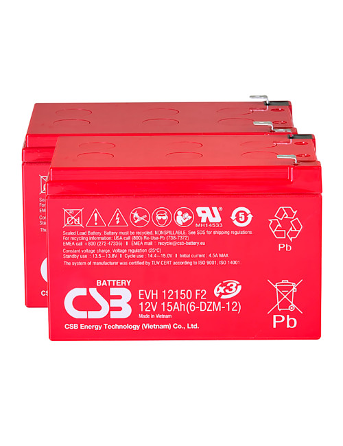 Pacote 2 baterias para trotinete e scooter eléctrico de 12V 15Ah C20 ciclo profundo CSB EVH12150 - 1