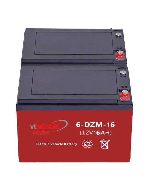 Pacote de 2 baterias para trotinete e scooter eléctrico de 12V 16Ah C20 ciclo profundo (6-DZM-12/14/15, 6-DZF-12/14) - 1