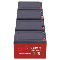 Pacote de 4 baterias para trotinete e scooter eléctrico de 12V 16Ah C20 ciclo profundo (6-DZM-12/14/15, 6-DZF-12/14) - 1