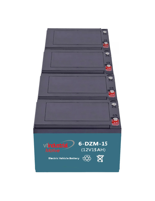 Pacote de 4 baterias para trotinete e scooter eléctrico de 12V 15Ah C20 ciclo profundo (6-DZM-10/12/14/15, 6-DZF-12/14) - 1