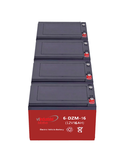 Bateria para Veleco ZT16 (48V) pacote 4 baterias de 12V 16Ah C20 ciclo profundo (6-DZM-10/12/14/15, 6-DZF-10/12/14) - 1