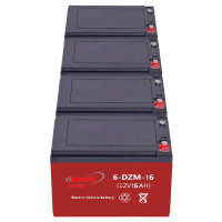 Bateria para Veleco ZT16 (48V) pacote 4 baterias de 12V 16Ah C20 ciclo profundo (6-DZM-10/12/14/15, 6-DZF-10/12/14) - 1
