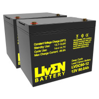 Pacote 2 baterias gel carbono para cadeira de rodas e scooter eléctrico de 12V 90Ah C20 ciclo profundo Liven LVDC90-12 G24 - 1
