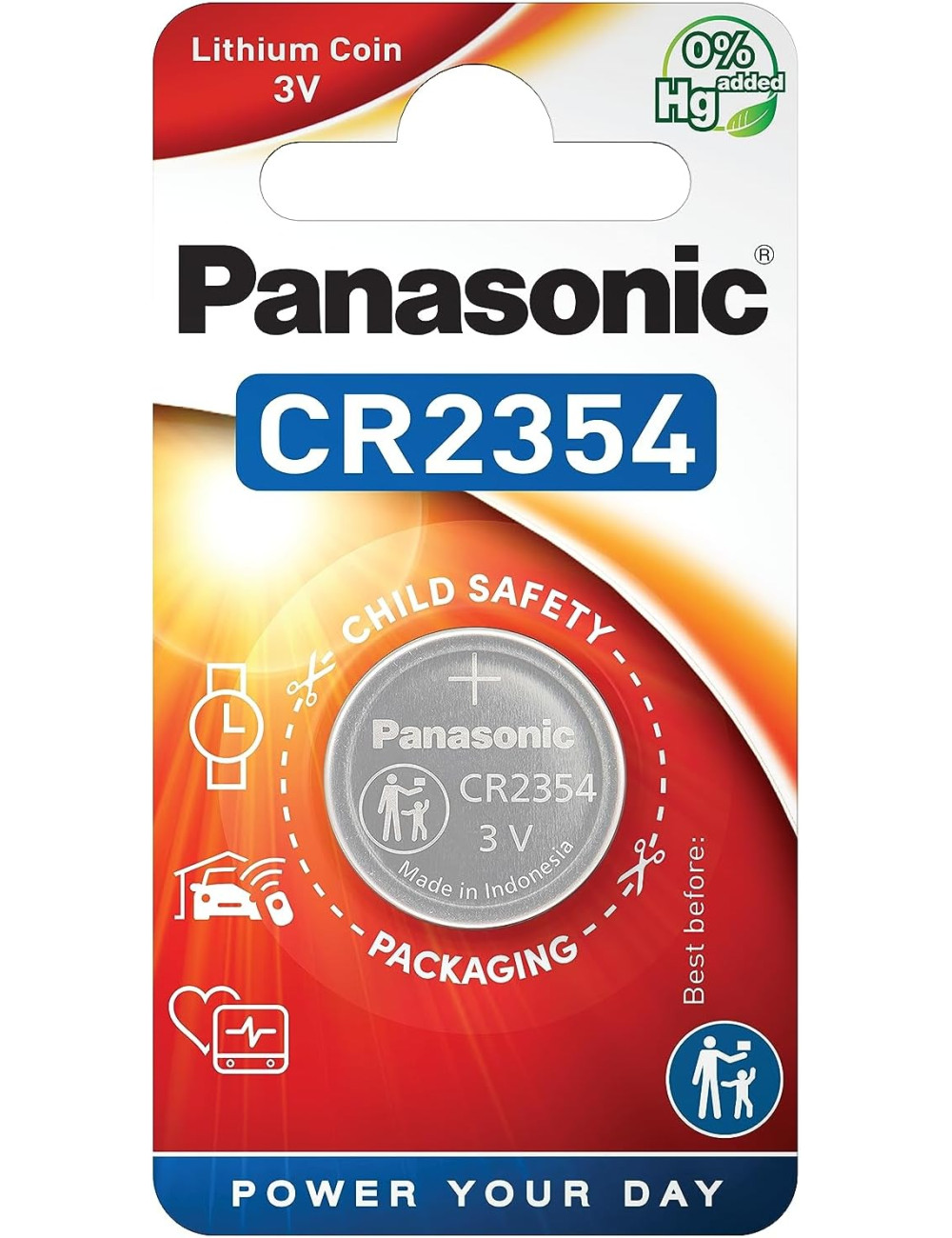 Batteria A Bottone Al Litio Panasonic CR2354 – 1 Blister, 3V, Senza Mercurio, Lunga Durata Fino A 10 Anni