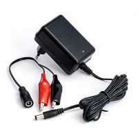 Carregador de 6V e 12V 1A para baterias de chumbo-ácido AGM e GEL com conetor de 5,5x2,1mm e pinças - 1